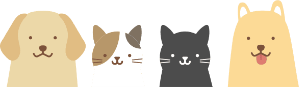 犬＆猫4匹イラスト