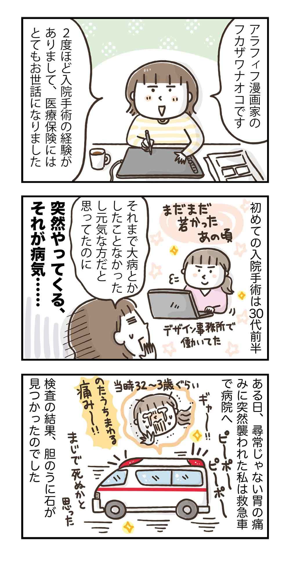 フカザワナオコさんのマンガ1P目。