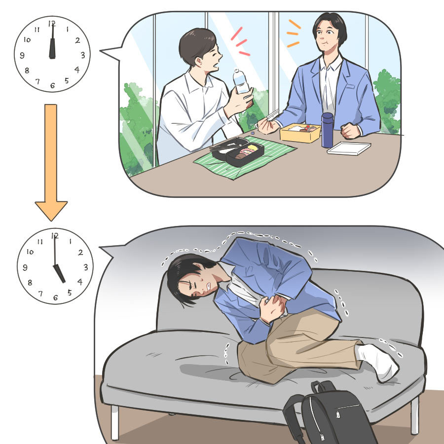 夕方には、座っていることさえできない腹痛に襲われた。