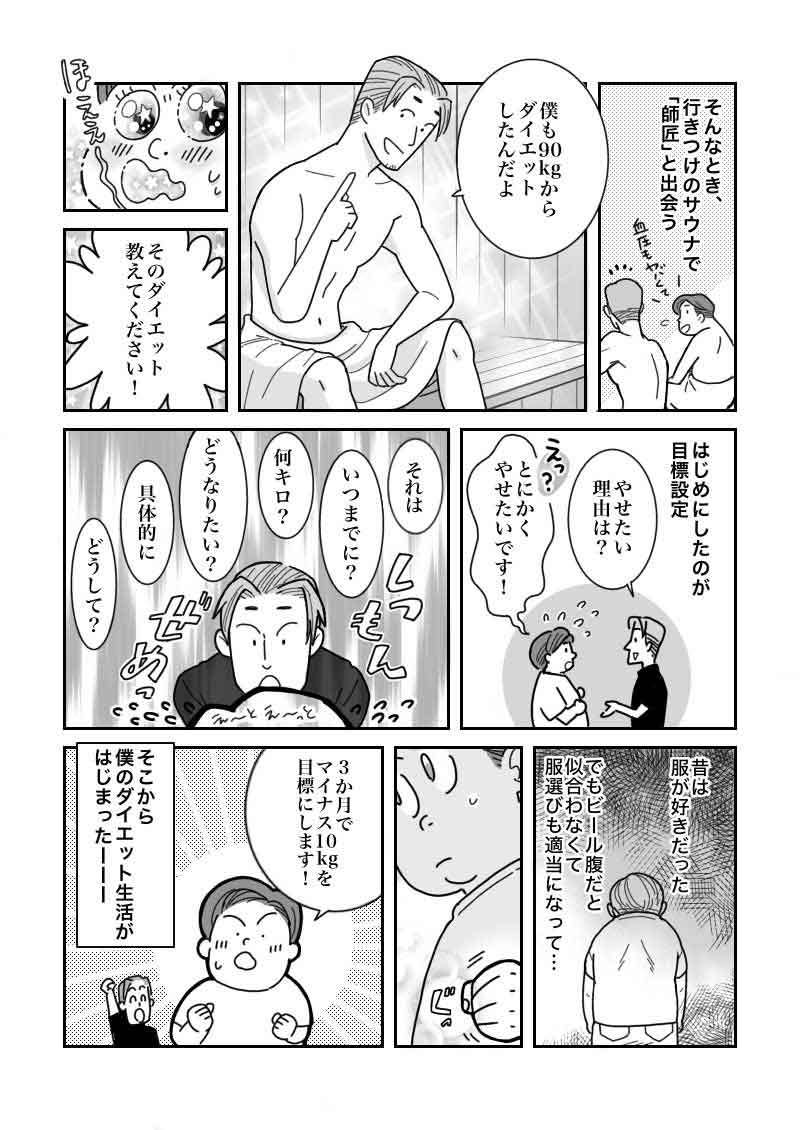 【マンガ】ビール腹の原因と解消法！30代、3か月で-9kgダイエット体験記。2ページ目。