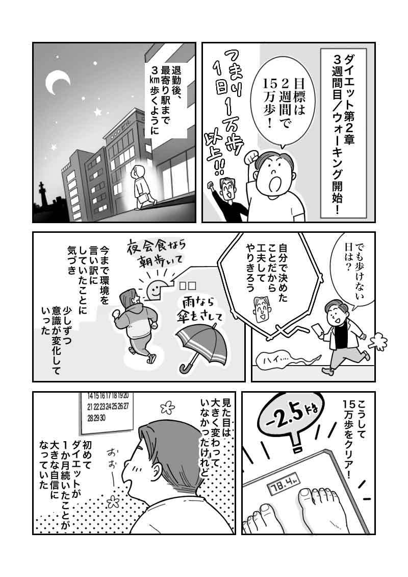 【マンガ】ビール腹の原因と解消法！30代、3か月で-9kgダイエット体験記。4ページ目。