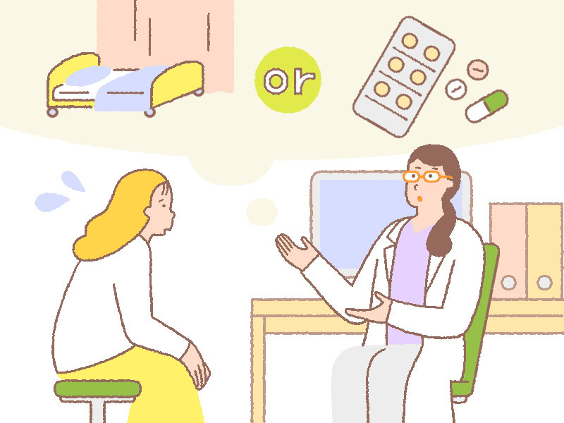 子宮全摘の手術・入院か、薬での治療をすすめられたそう。