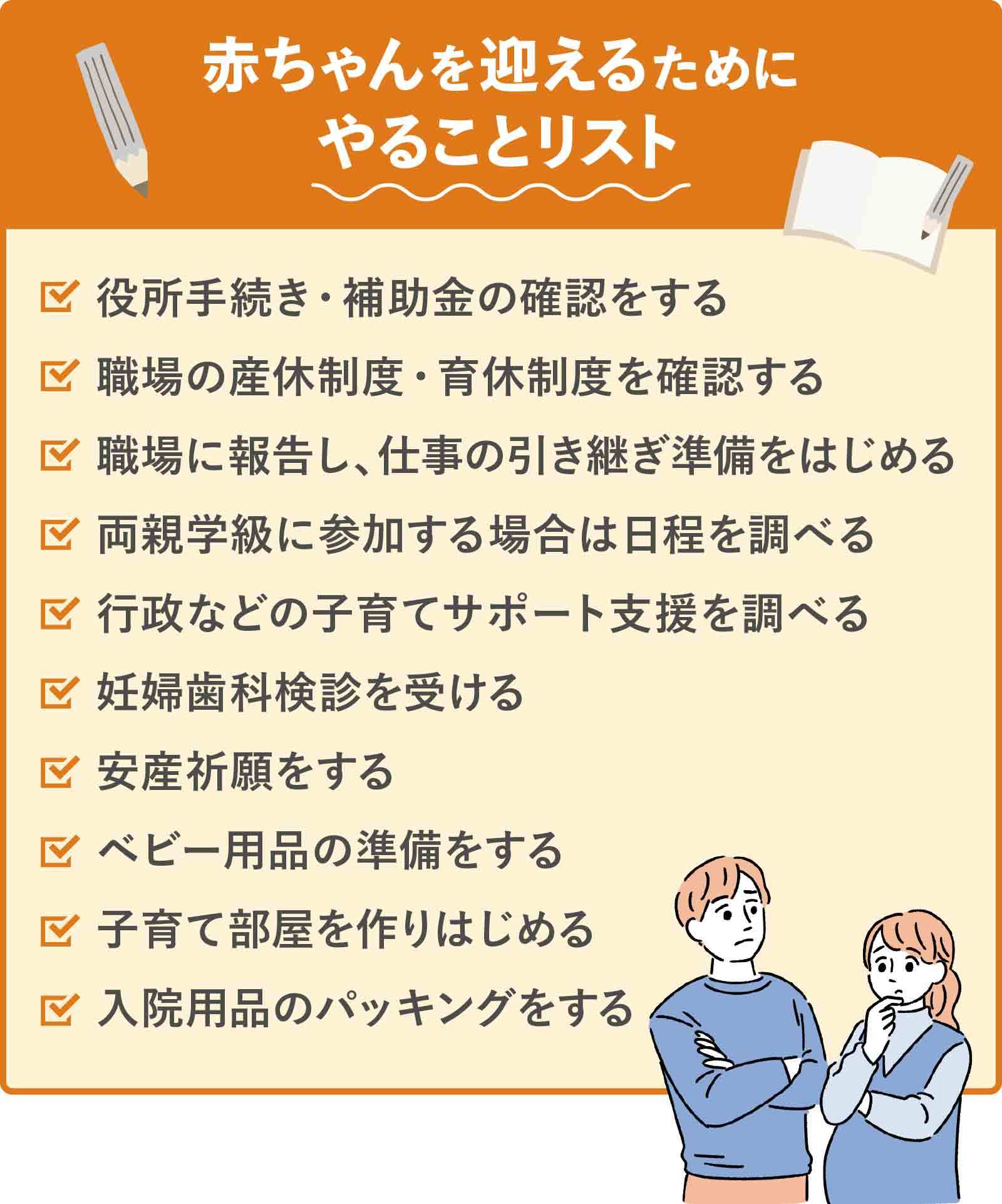 赤ちゃんを迎えるためにやることリスト