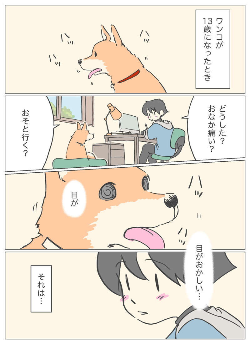 【マンガ】愛犬が13歳になってからの優しい日々の記憶。2ページ目。
