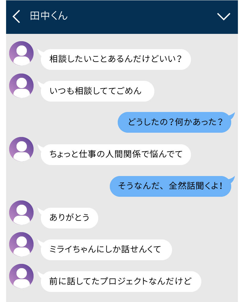 相談のメッセージ画面。