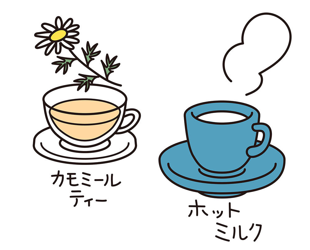 睡眠の質の向上が期待できるカモミールティー・ホットミルク。