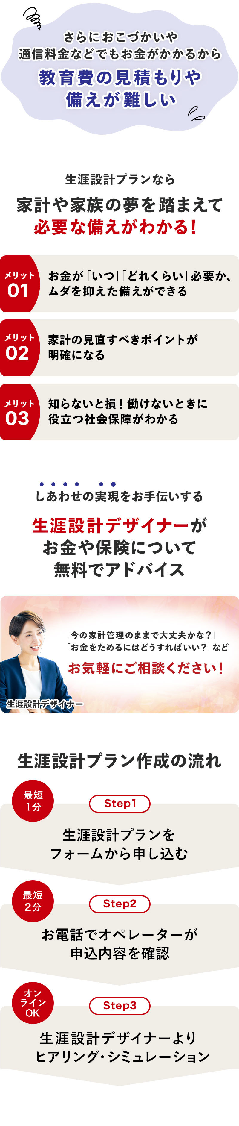 生涯設計プランなら、家計や家族の夢を踏まえて必要な備えがわかる！