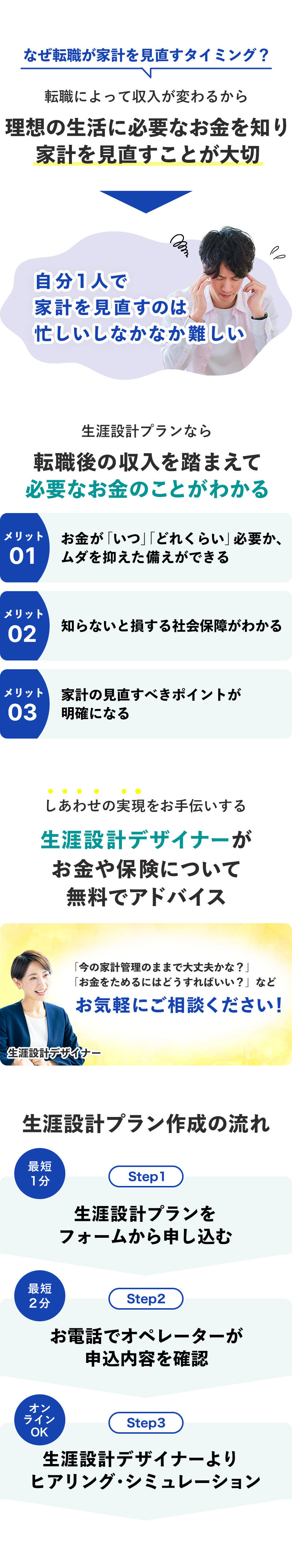 生涯設計プランは、転職後の収入を踏まえて必要なお金のことがわかる！